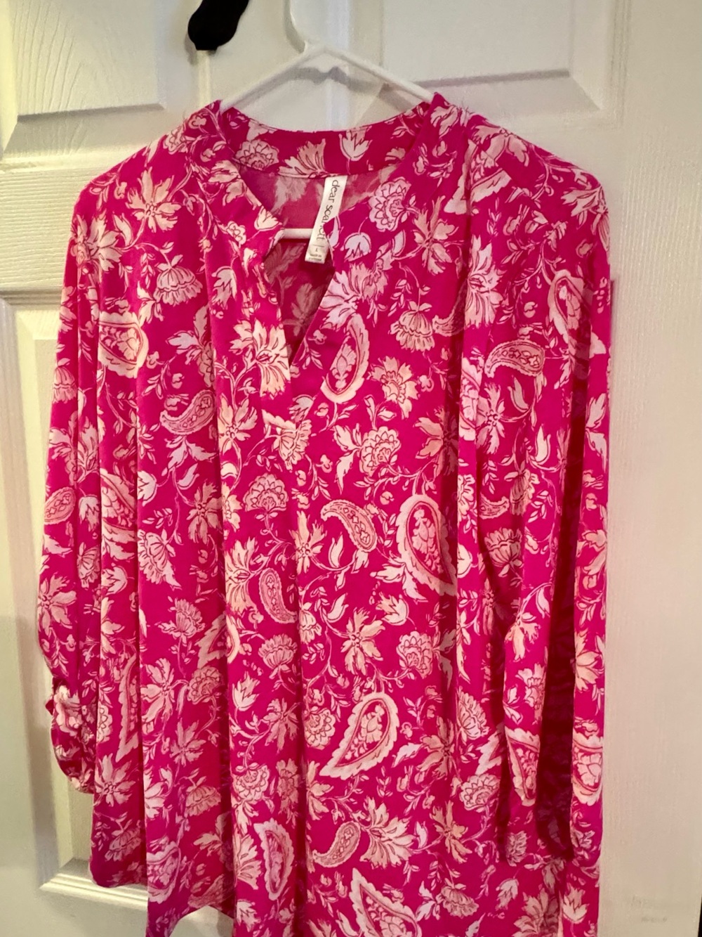 Women's Bright Pink Paisley Floral Top - Picture 2 of 6
